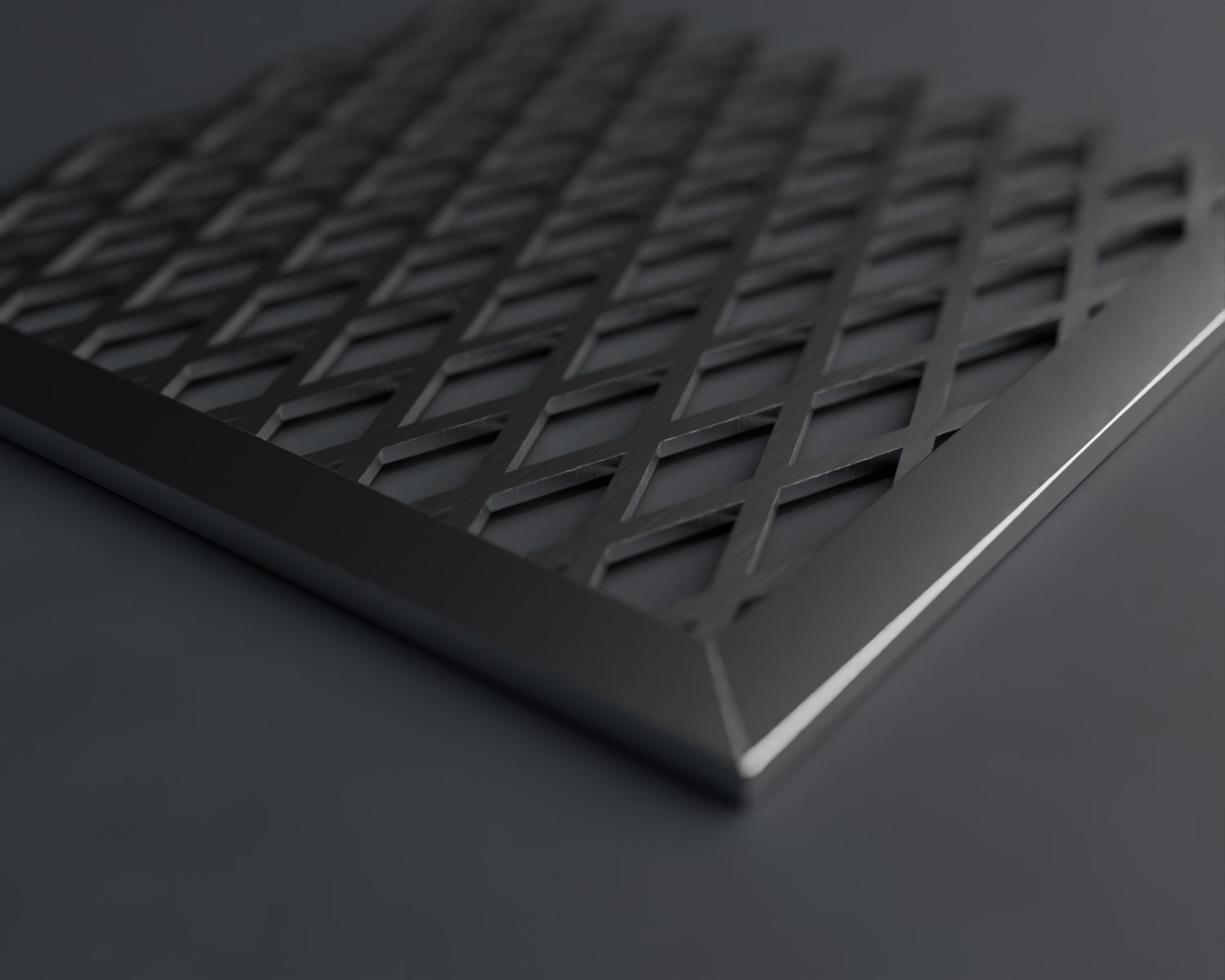 Corner of an expanded metal panel finished with U-section edging