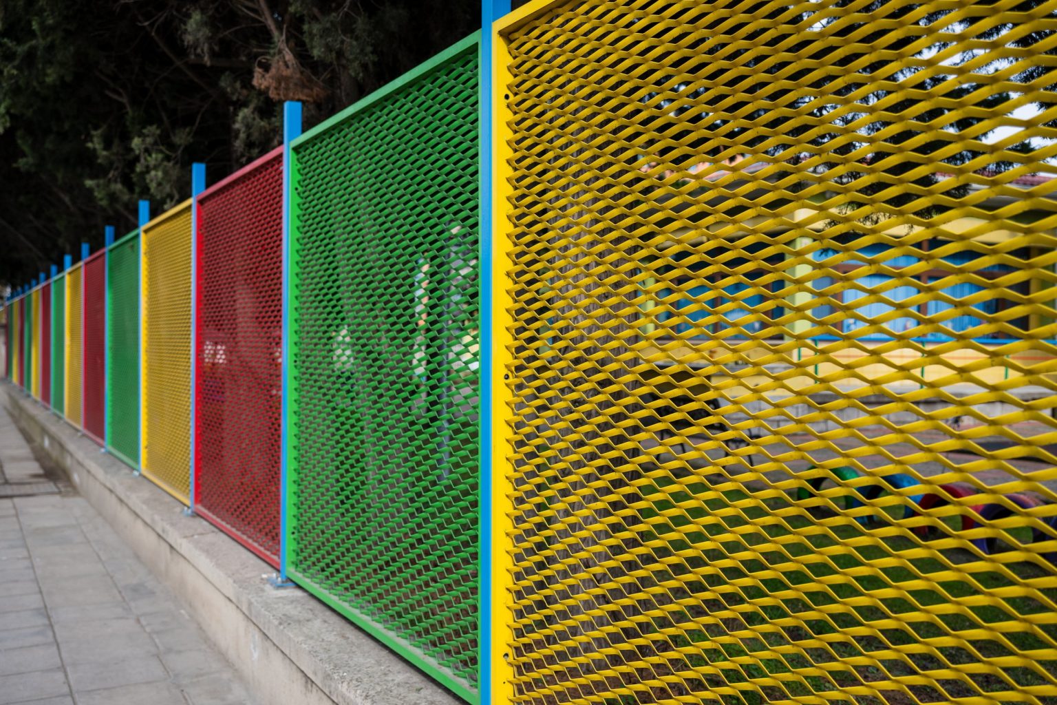 Powder coated expanded metal panels in different colours