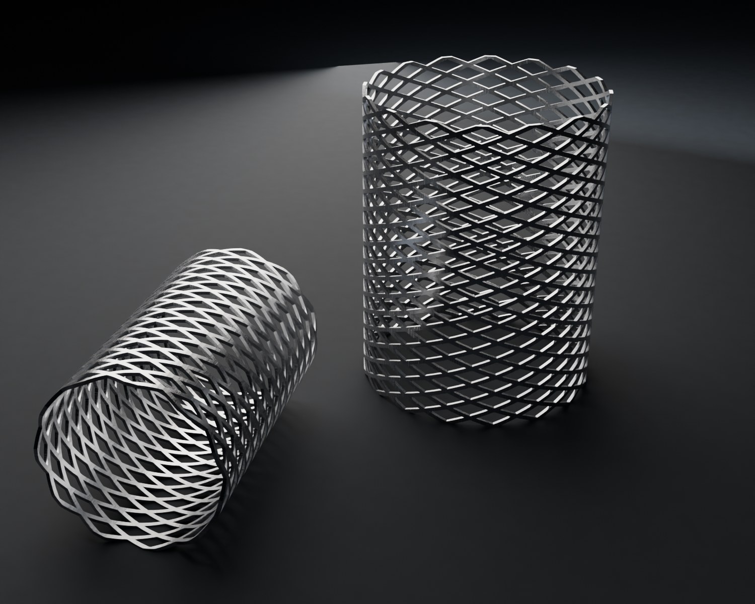 Expanded metal rolled into cylinders