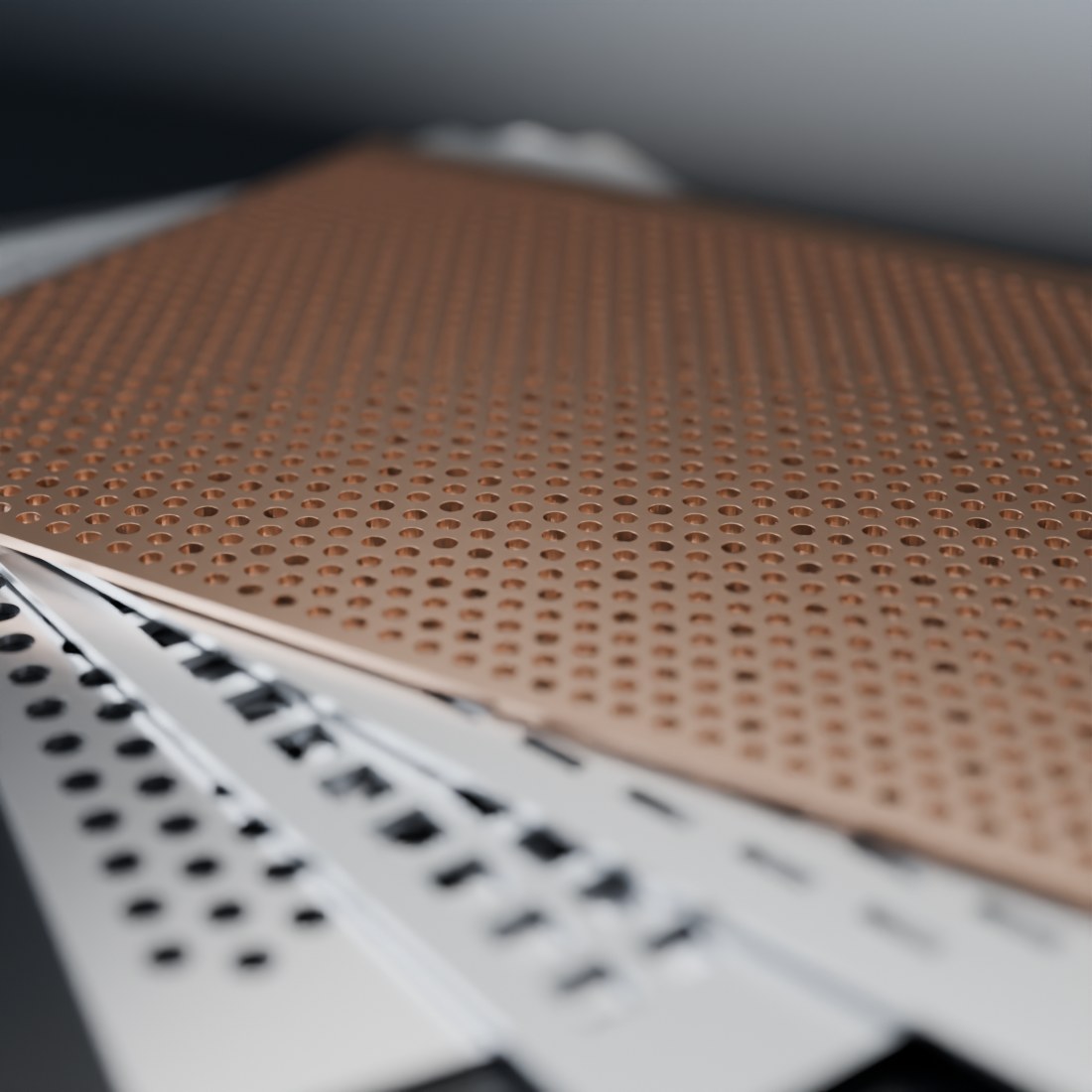 Perforated sheets in copper, stainless, galvanised and aluminium