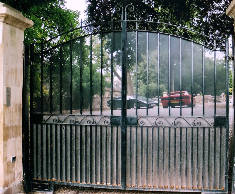 Gate with mesh infill panels