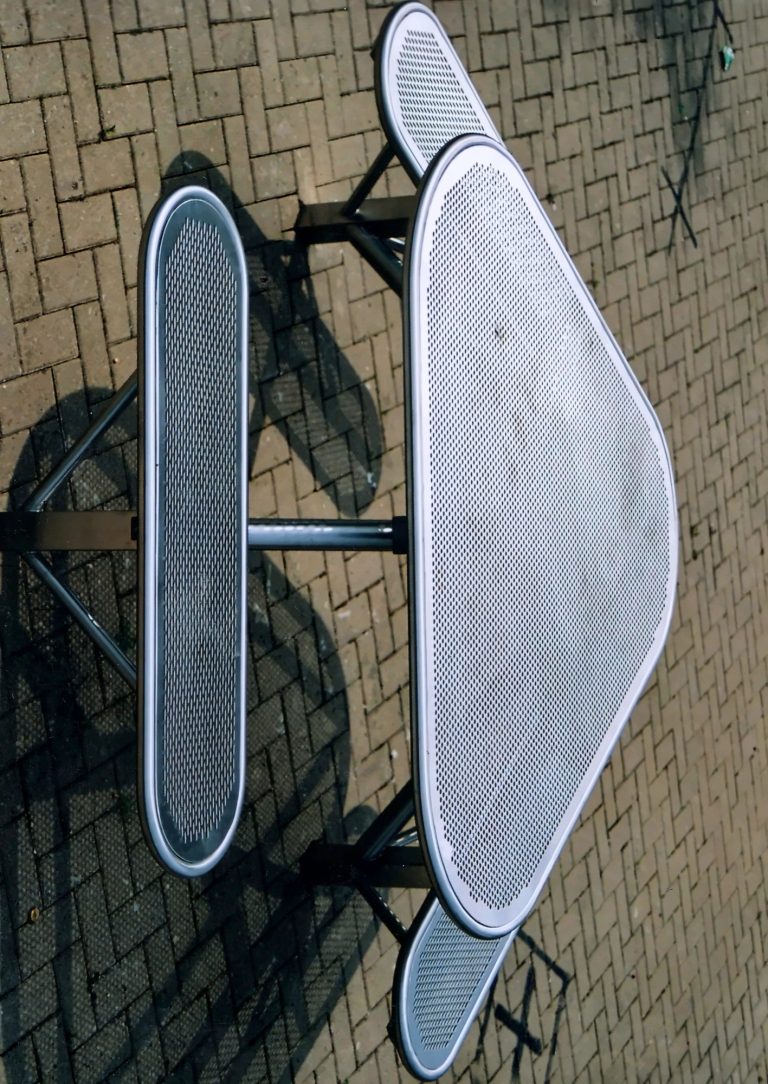 Picnic table and benches in perforated metal