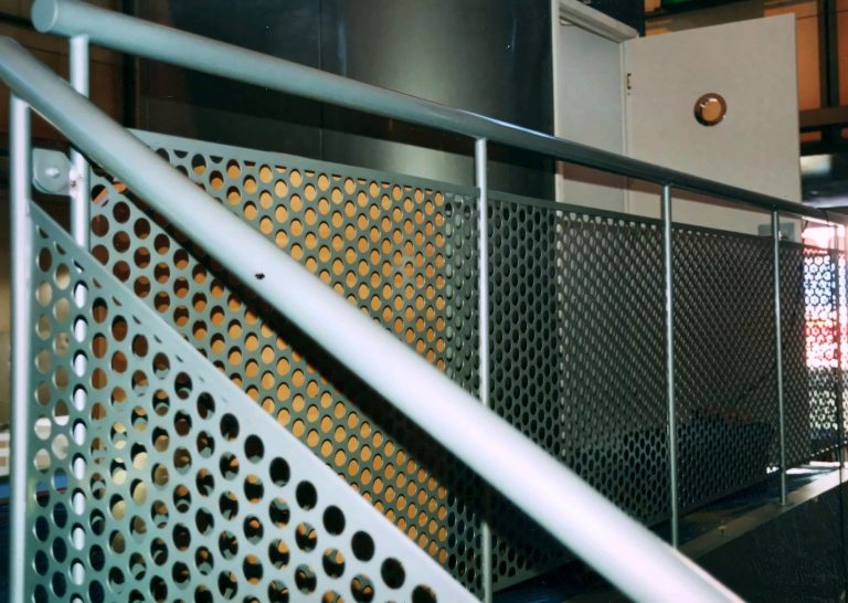 Balustrade with round hole perforated metal infill