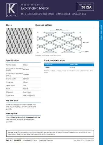 Kenton spec sheet for 3812A