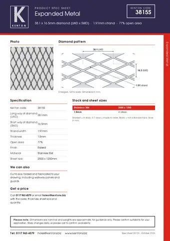 Kenton spec sheet for 3815S