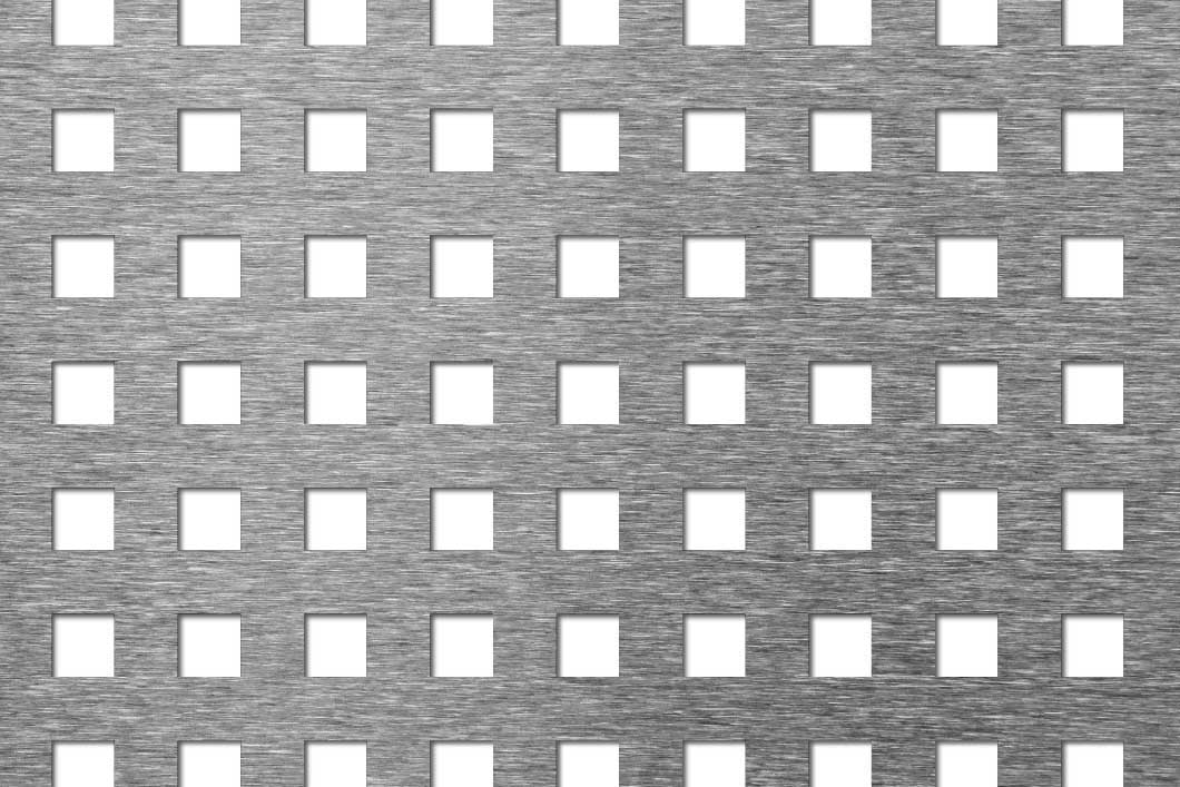 C10 U20 perforated sheet: 10mm square holes on 20mm in-line pitch