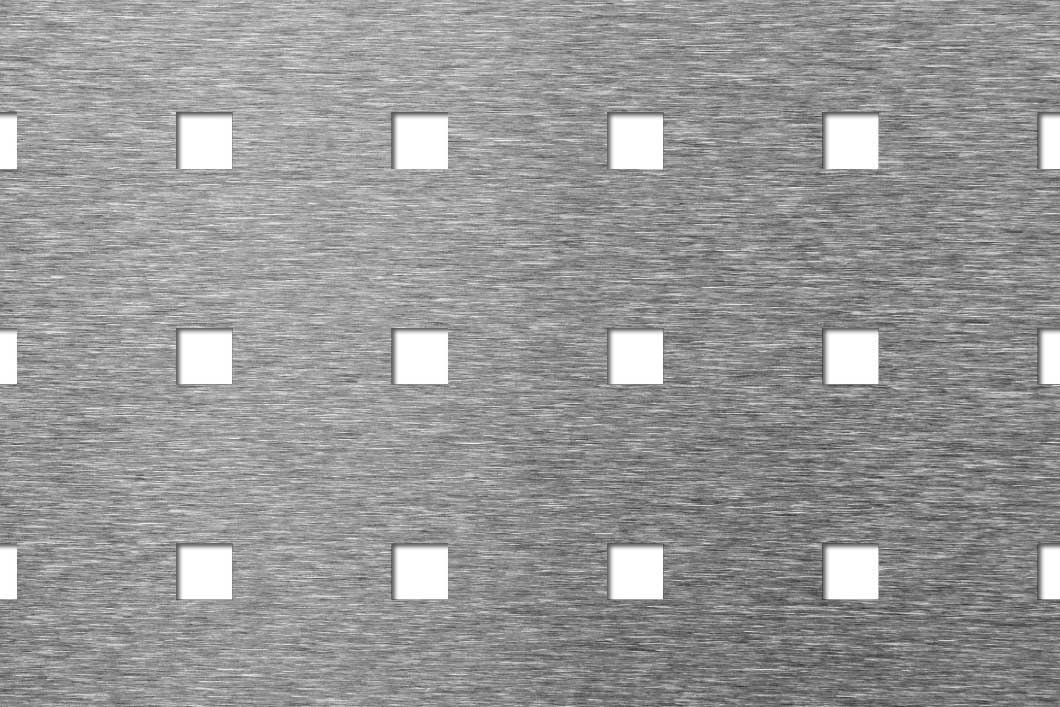 C10 U38 perforated sheet: 10mm square holes on 38mm in-line pitch