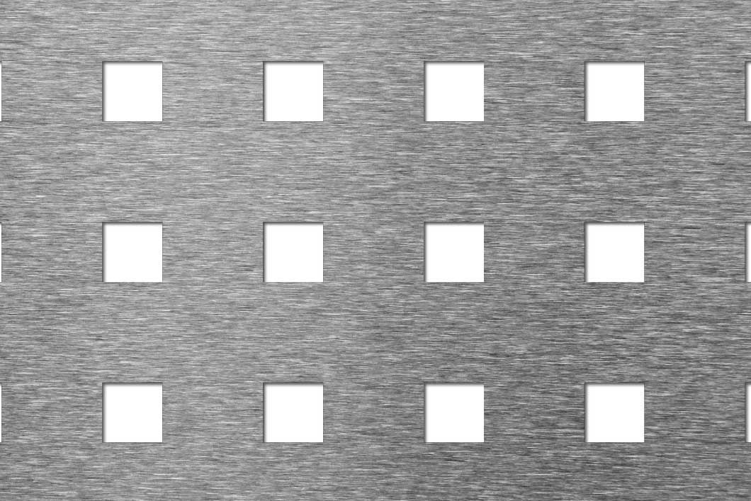 C15 U40 perforated sheet: 15mm square holes on 40mm in-line pitch