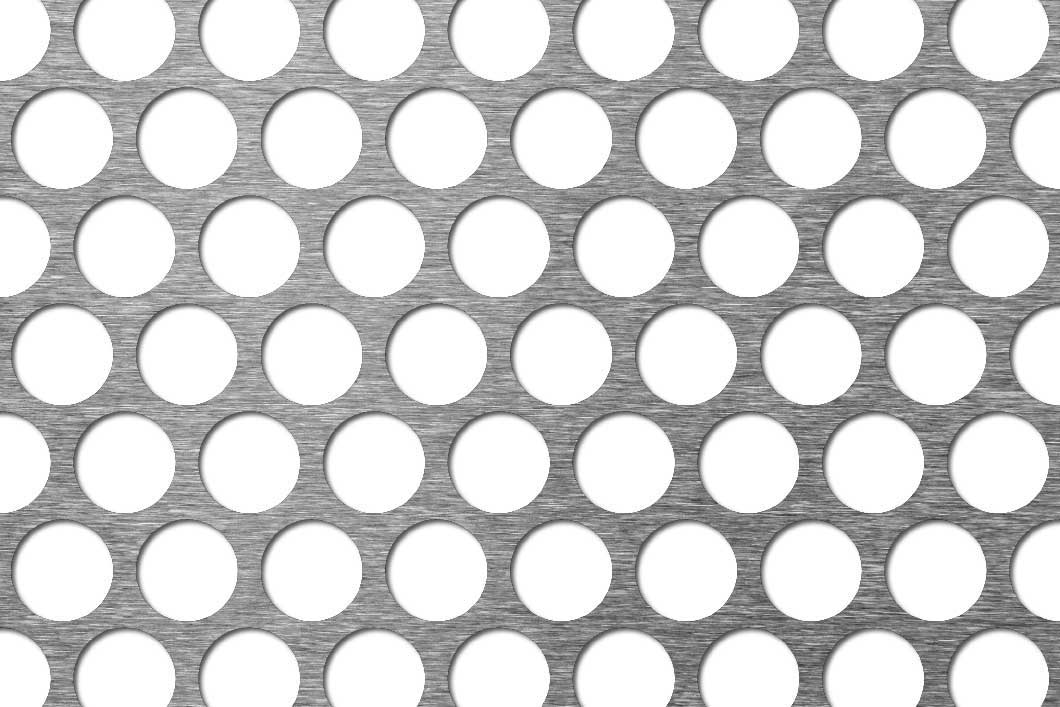R18 T22 perforated sheet: 18mm round holes on 22mm staggered pitch