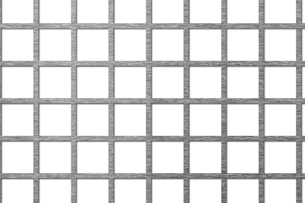 C20 U23 perforated sheet: 20mm square holes on 23mm in-line pitch