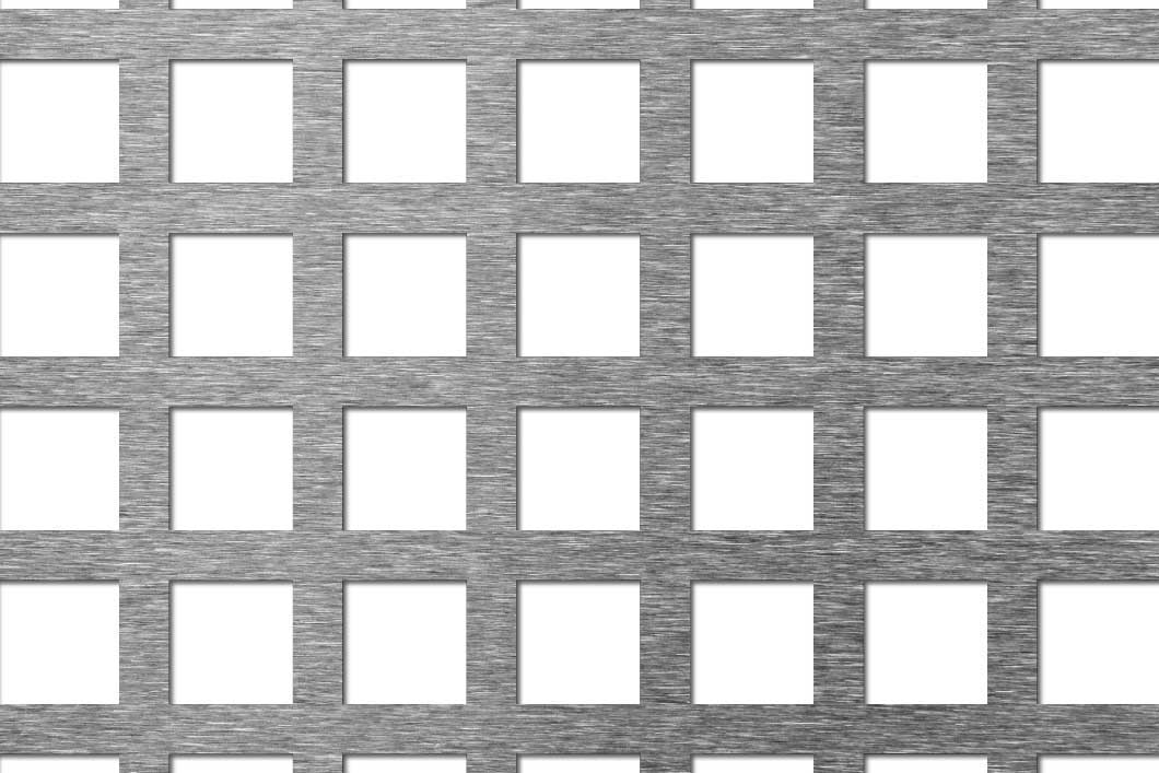 C20 U28 perforated sheet: 20mm square holes on 28mm in-line pitch
