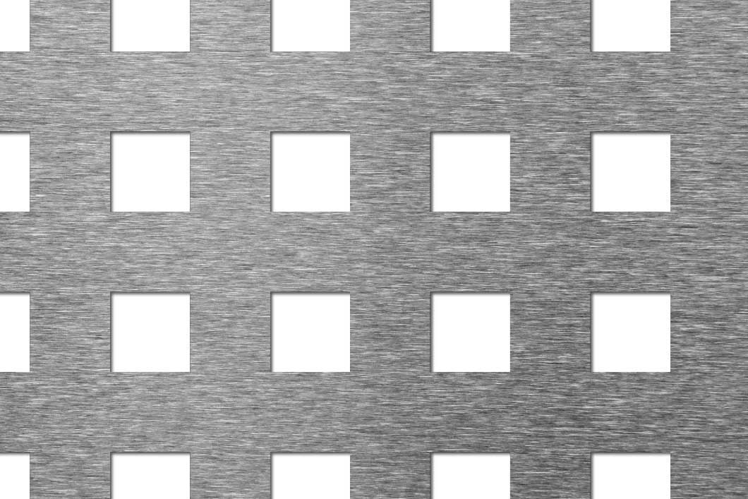 C20 U40 perforated sheet: 20mm square holes on 40mm in-line pitch