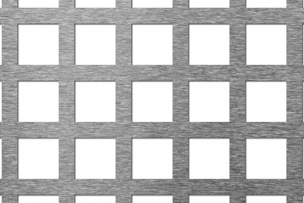 C25 U35 perforated sheet: 25mm square holes on 35mm in-line pitch