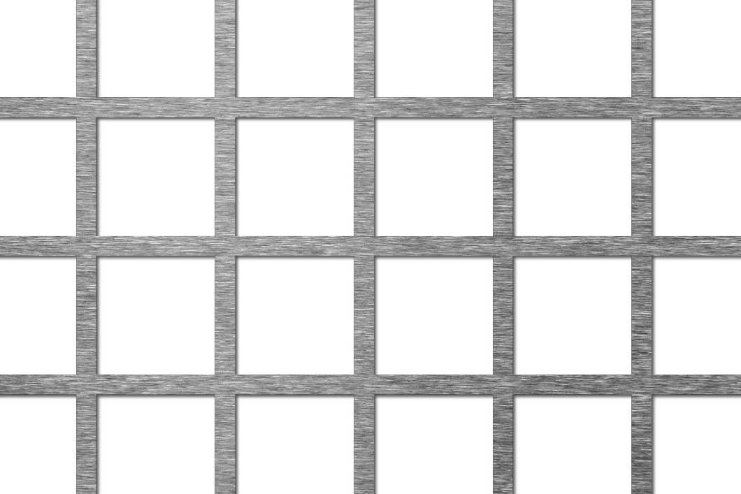 C30 U35 perforated sheet: 30mm square holes on 35mm in-line pitch