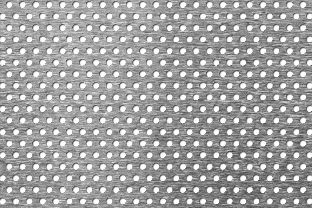 R4 T8 perforated sheet: 4mm round holes on 8mm staggered pitch
