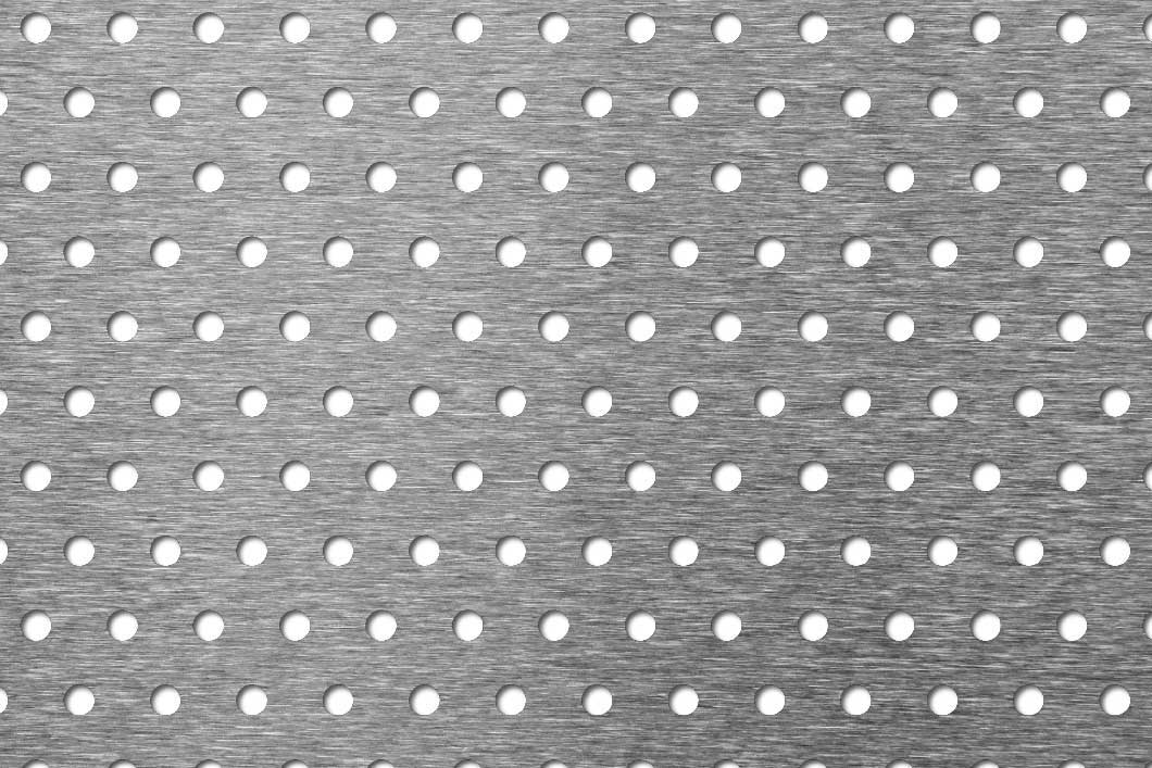 R5 T14 perforated sheet: 5mm round holes on 14mm staggered pitch