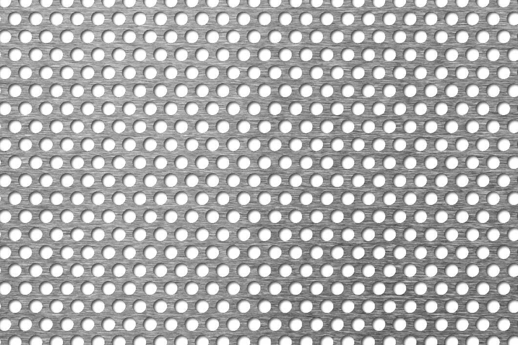 R5 T7.5 perforated sheet: 5mm round holes on 7.5mm staggered pitch