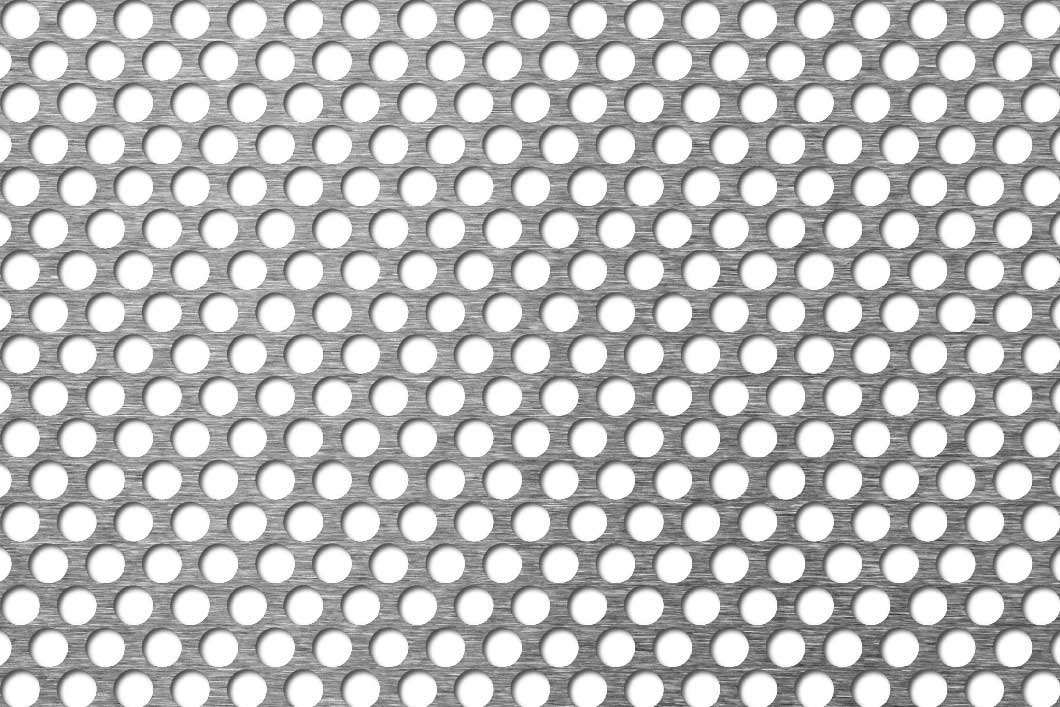 R7 T10 perforated sheet: 7mm round holes on 10mm staggered pitch