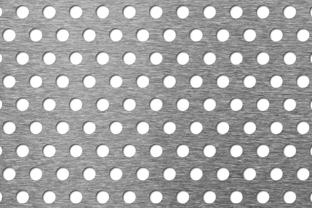 R8 T16 perforated sheet: 8mm round holes on 16mm staggered pitch
