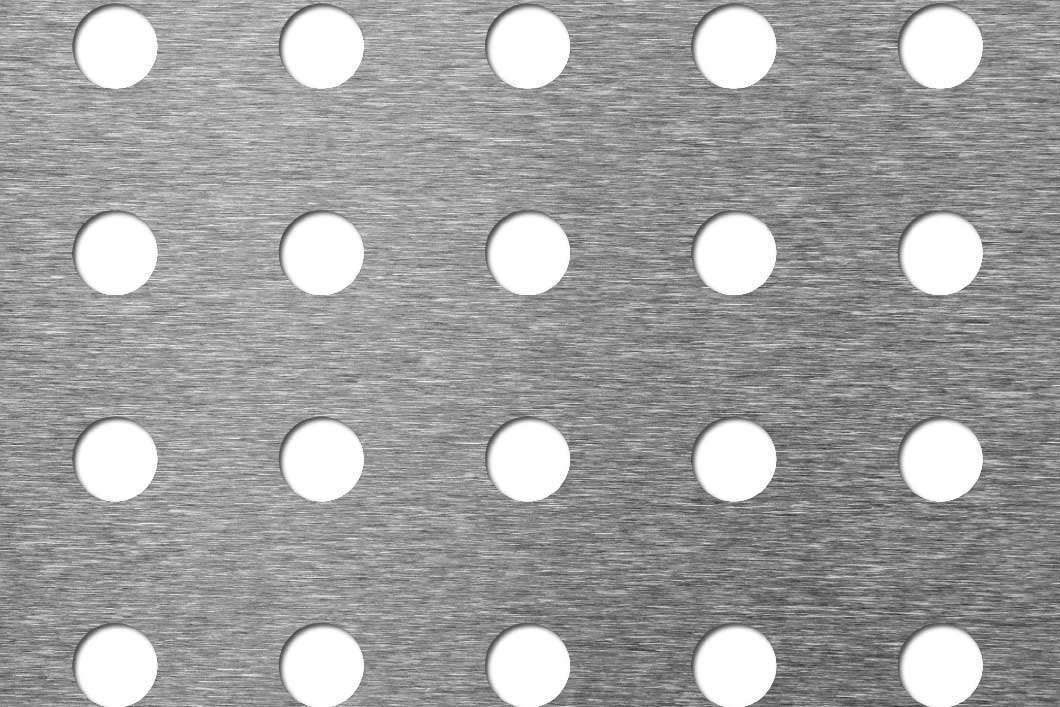 R15 U36.38 perforated sheet: 15mm round holes on 36.38mm square pitch