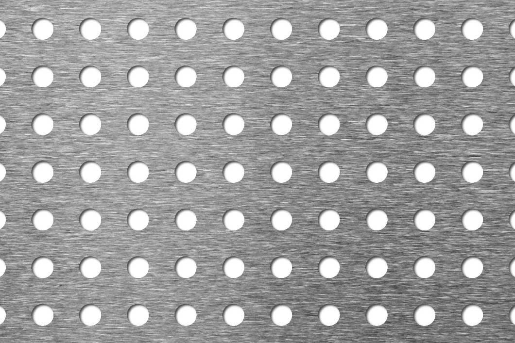 R8 U17.32 perforated sheet: 8mm round holes on 17.32mm square pitch